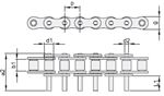 CHAINE PAS 25.4 MM SIMPLE AXES DEBORDANTS TOUS LES PAS